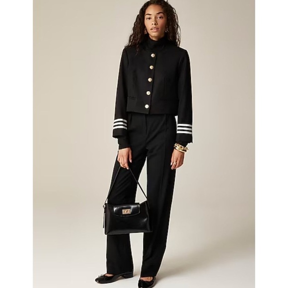 J. Crew Women’s Wide-leg Essential Pant In Cotton Poplin BZ694 Sz 4 In Black NWT - Picture 1 of 3